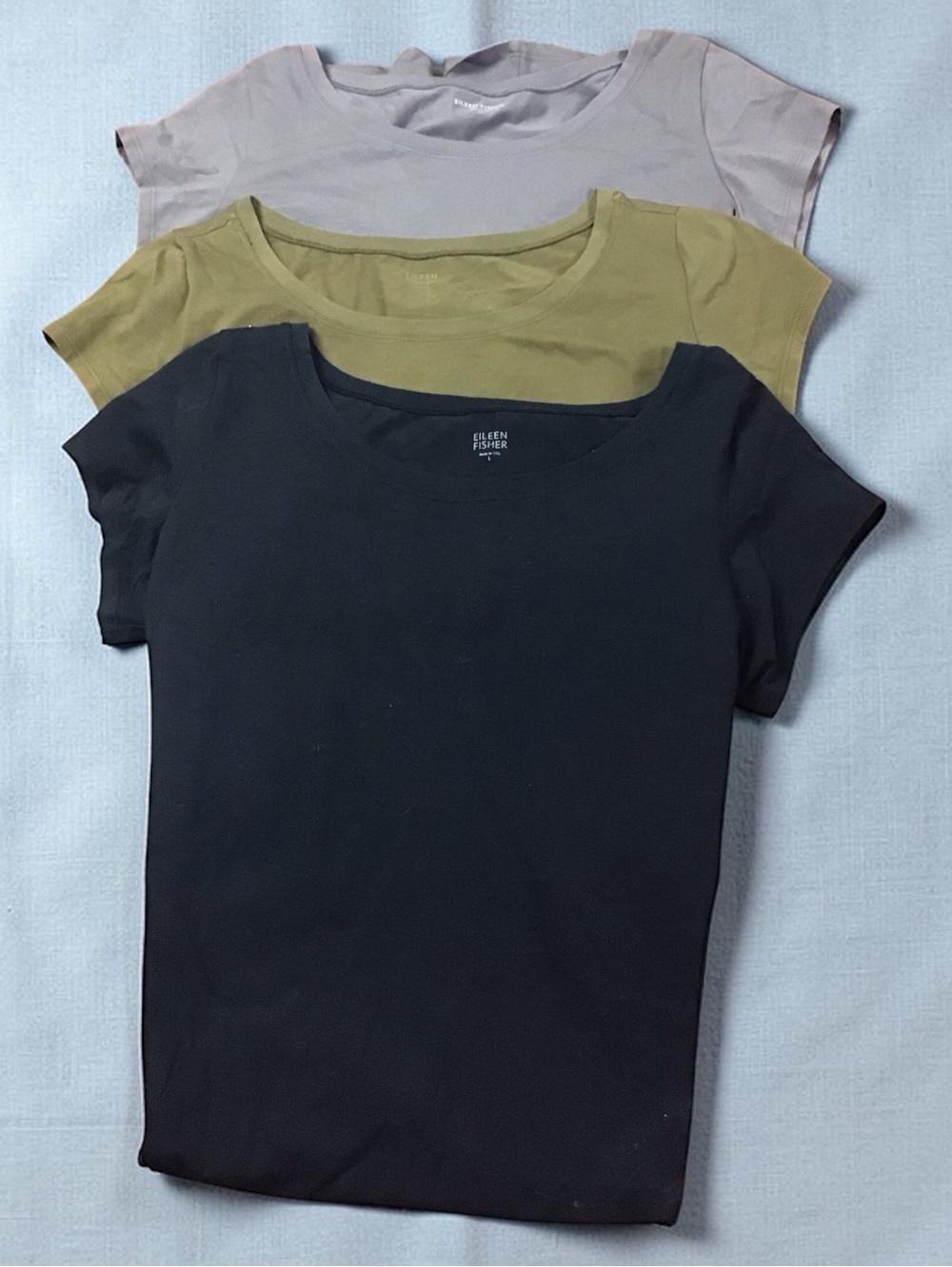 Eileen Fisher Bundle of 3 Organic Cotton Vintage Ballet Neck T- Shirt Dresses L